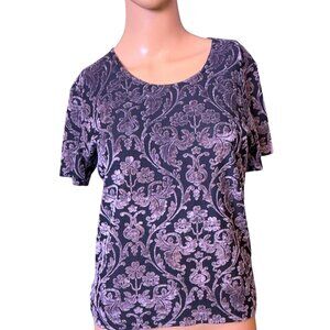 Vintage Y2K Burnt Velvet Mesh‎ Stretch Pull Over Top Med Fairy Grunge Whimsigoth